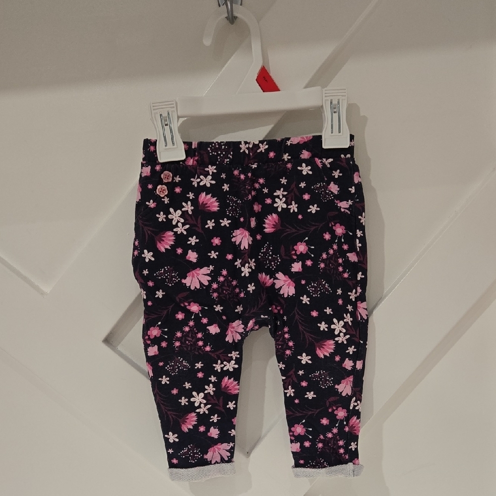 Pink and Black Floral Leggings for Active Wear